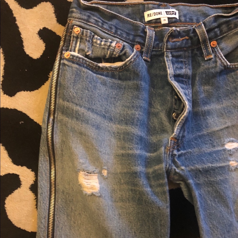 Re/done Levi’s high rise crop zipper sides 25